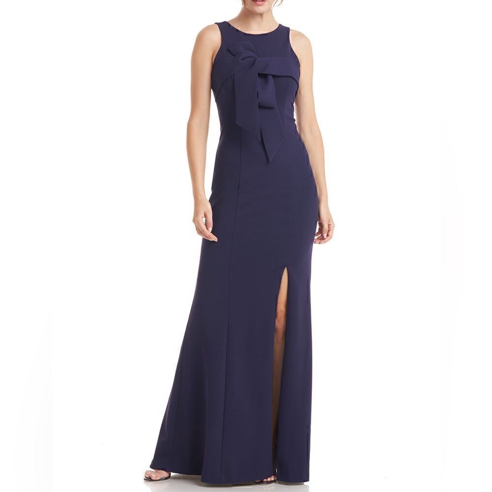 JA Collections LEONA BOW HALTER GOWN size 14 NWOT